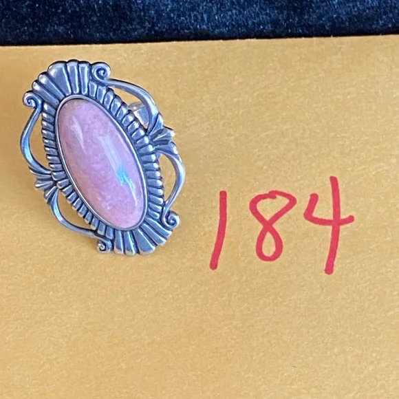 Sterling Carolyn Pollack Oval Rhodochrosite Cabochon Southwestern Jewelry Ring - Picture 11 of 11
